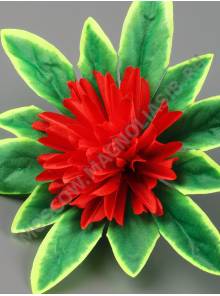 ***Хризантема 8см атлас на листе 4 сл 17см (бел крас роз желт сир) 